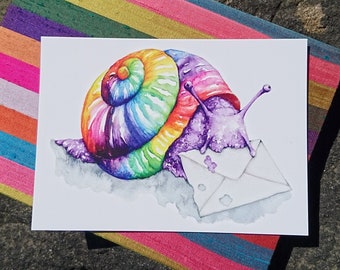 Rainbow Snail Mail Postcard