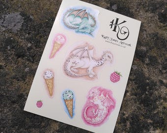 Ice Cream Dragons Sticker Sheet - Made with Eco Paper