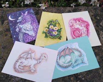 Dragon Postcard Set 2 - pack of 5 different designs - fantasy theme