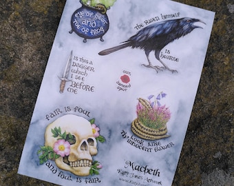 Macbeth Sticker Sheet - Shakespeare themed and made with Eco Paper
