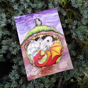 Dinas Emrys Postkarte - Merlin's legendäre Drachen