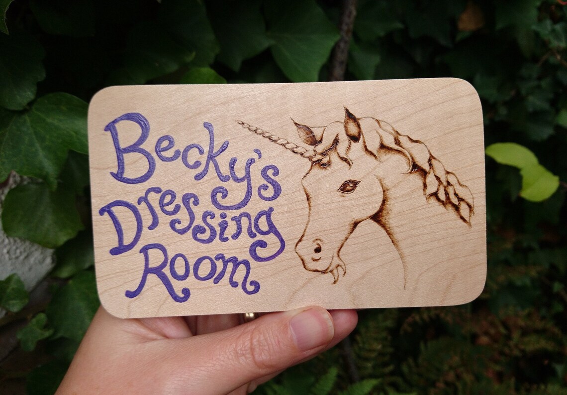 Unicorn Name Plaque Personalised Pyrography Door Sign for - Etsy