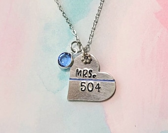 Thin Blue Line Necklace, Police Wife Necklace