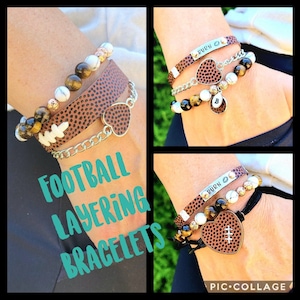 Football Layering Bracelets, Real Football Bracelets