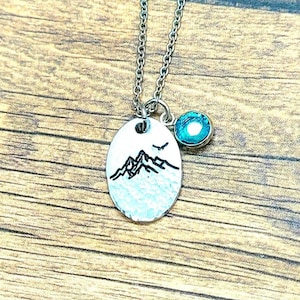 Hand Stamped Mountain Necklace, Personalized Nature Necklace