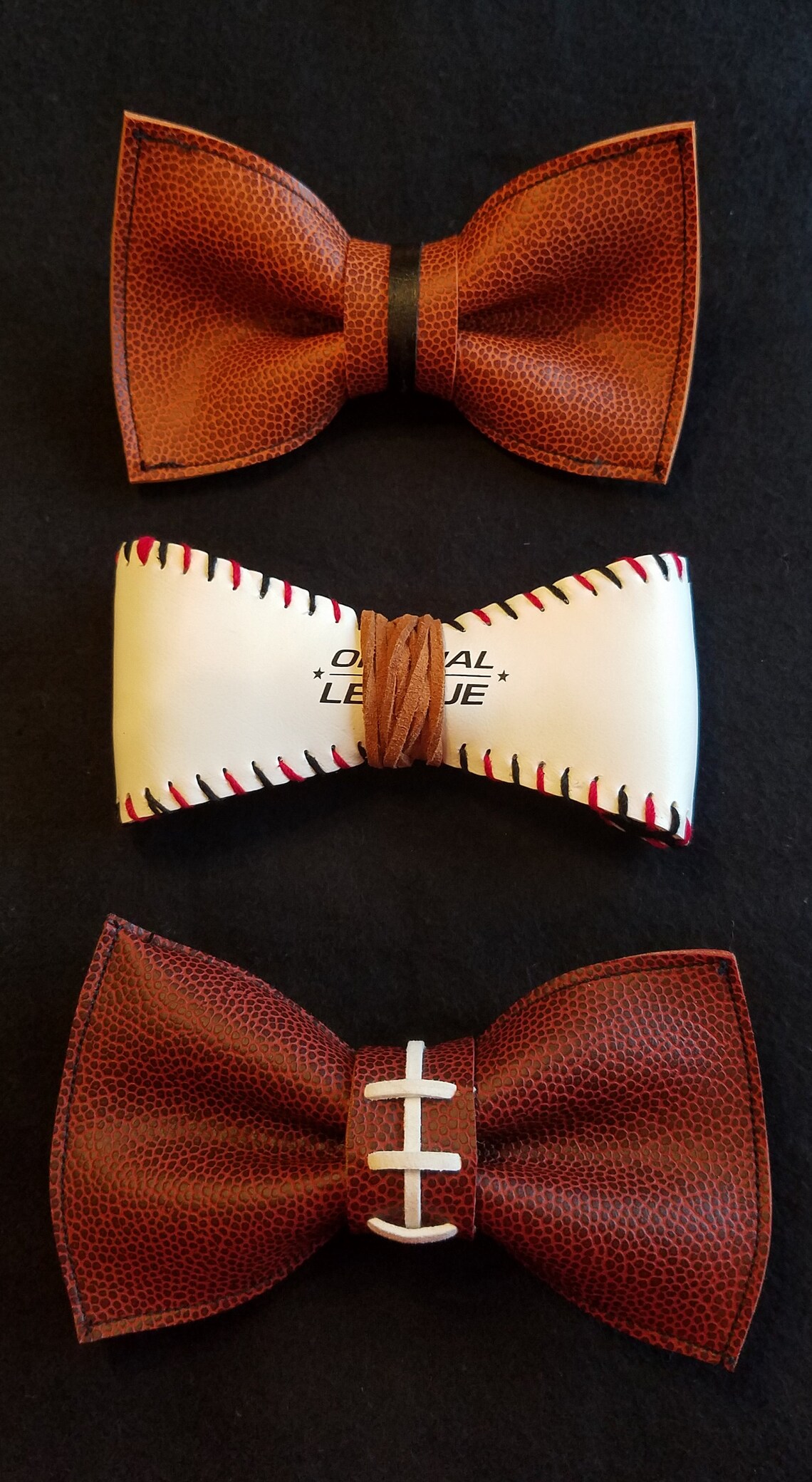 Baseball Bow Tie Real Baseball Bow Tie Mens Leather Bow Tie Etsy