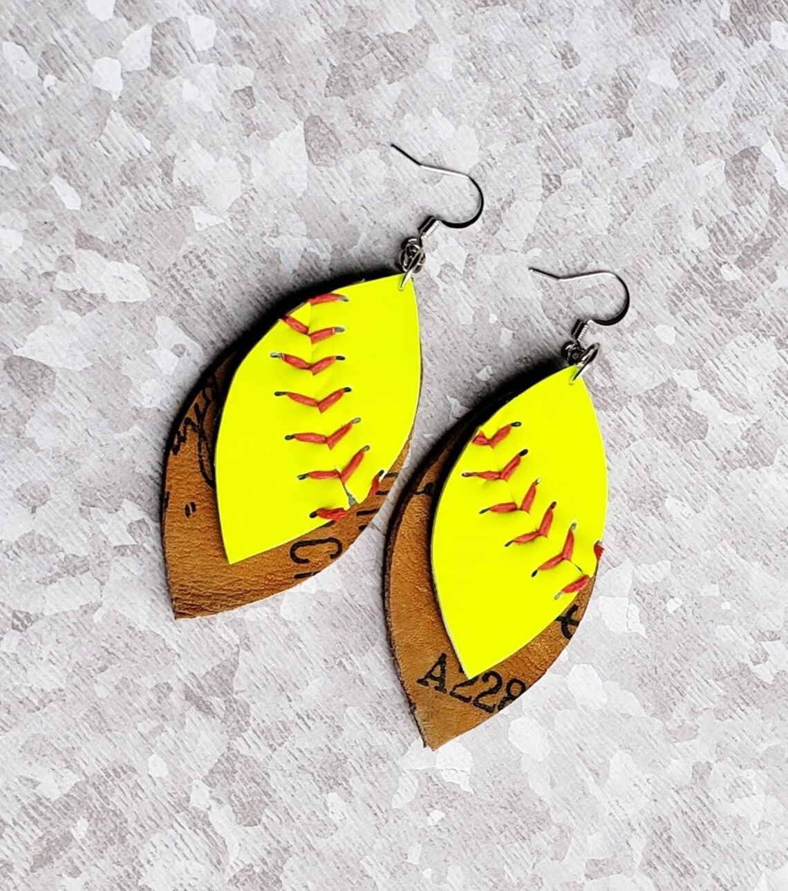 Double Leaf Baseball Glove & Seams Earrings Real Baseball Etsy
