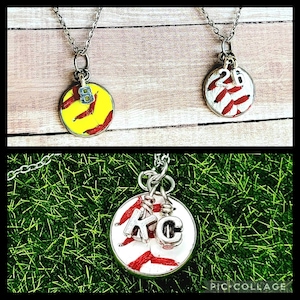 Baseball Personalized Necklace, Softball Personalized Necklace, Mini Number Necklace, Initial Necklace