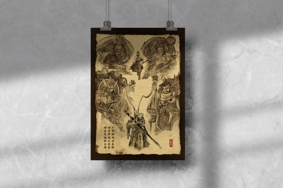 Black Myth Wukong Against Er Lang and Four Heavenly Kings Poster