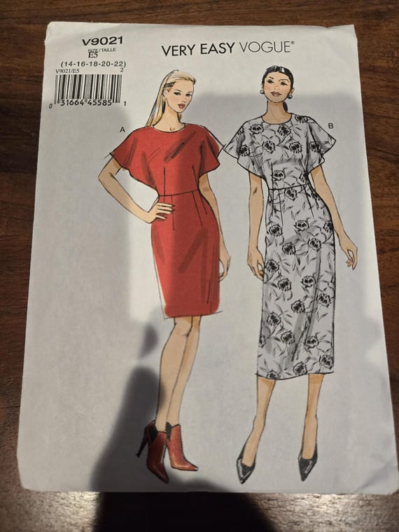 OOP Vogue 9021 Dress Pattern, Fitted Sleeves, Size 14-22 - Etsy