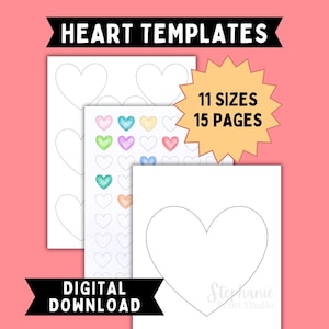 Heart Shape Template Printable | 15 Pages Multi-Size Small to Large
