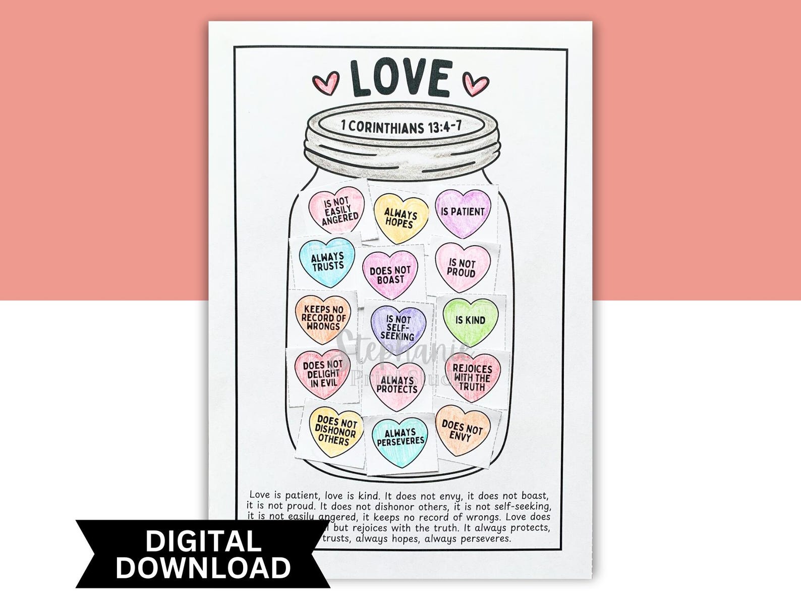 Love Is... Hearts Craft Printable, | DIGITAL INSTANT DOWNLOAD | 1 ...