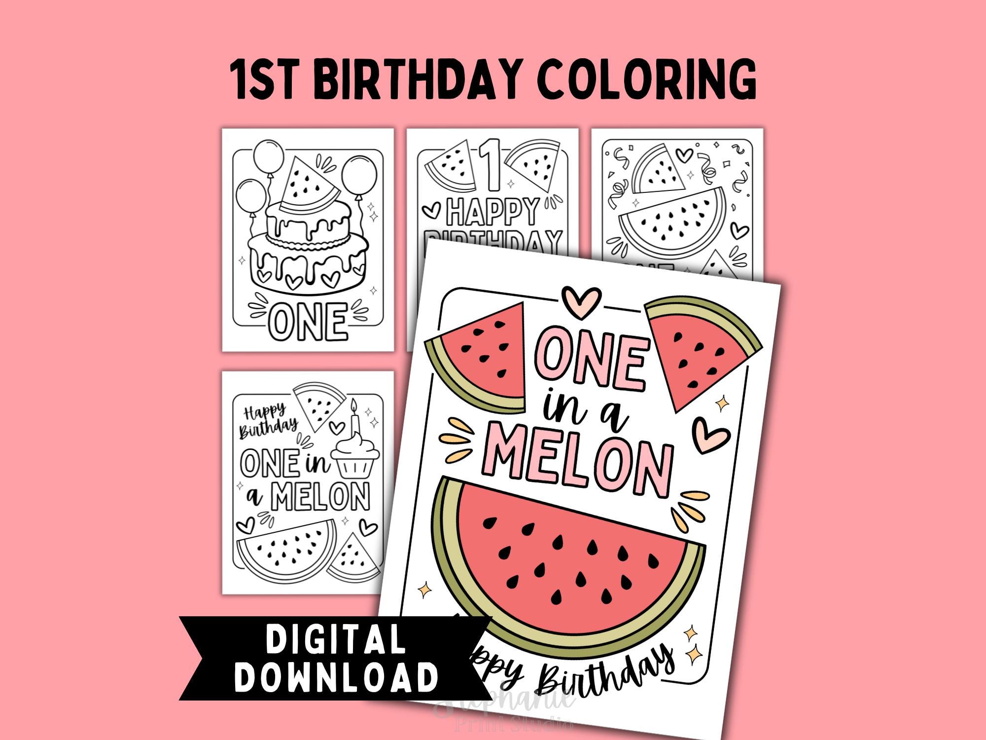 39 Fun Watermelon Crafts for Kids to Break Summer Boredom 29 One In A Melon 1st Birthday Printable 5 Watermelon Theme Coloring Pages