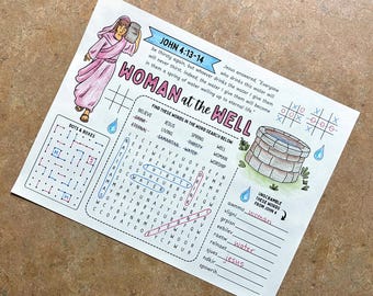Jesus Talks With Samaritan Woman At The Well Activity Page | John 4 Coloring Printable