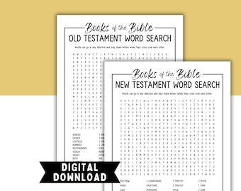 Books of the Bible Word Search Printable | Old Testament & New Testament | Activity Game + Answers