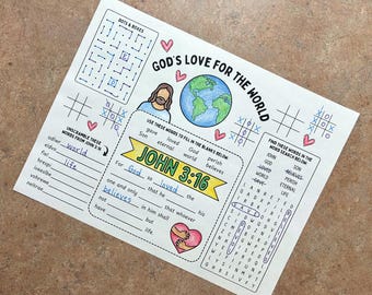 John 3:16 Activity Page | NIV, KJV, & ESV | God's Love For The World Coloring Printable
