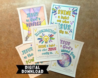 10 Illumination Station Theme Coloring Pages | Shine A Light On Who Jesus Really Is | VBS Craft Printable