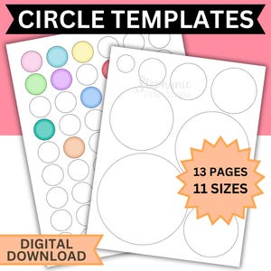 Sjabloon cirkelvorm afdrukbaar 13 pagina's | DIGITALE INSTANT DOWNLOAD | Knutselbundel voor kinderen en volwassenen, 11 cirkelpatronen met meerdere maten, klein-groot
