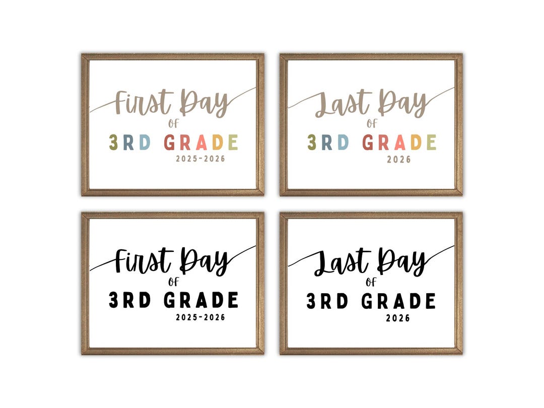 First and Last Day of 3rd Grade Printable Sign, Third Grade Photo Prop ...