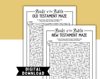 Books of the Bible Mazes Printable | Old & New Testament Mazes | Activity Game + Answers