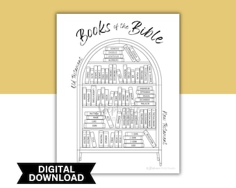 Books of the Bible Reading Tracker Printable | DIGITAL INSTANT DOWNLOAD | Bible Bookshelf Coloring Page, Bible Study Checklist Sheet