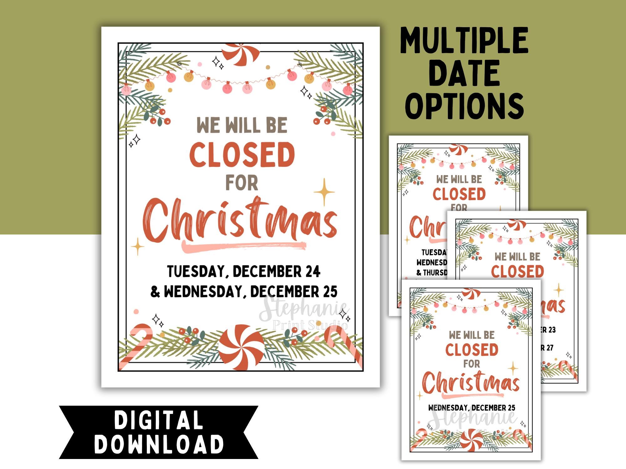 closed-for-christmas-sign-printable-digital-instant-download-christmas-holiday-closure-sign-multiple-date-options-included-etsy
