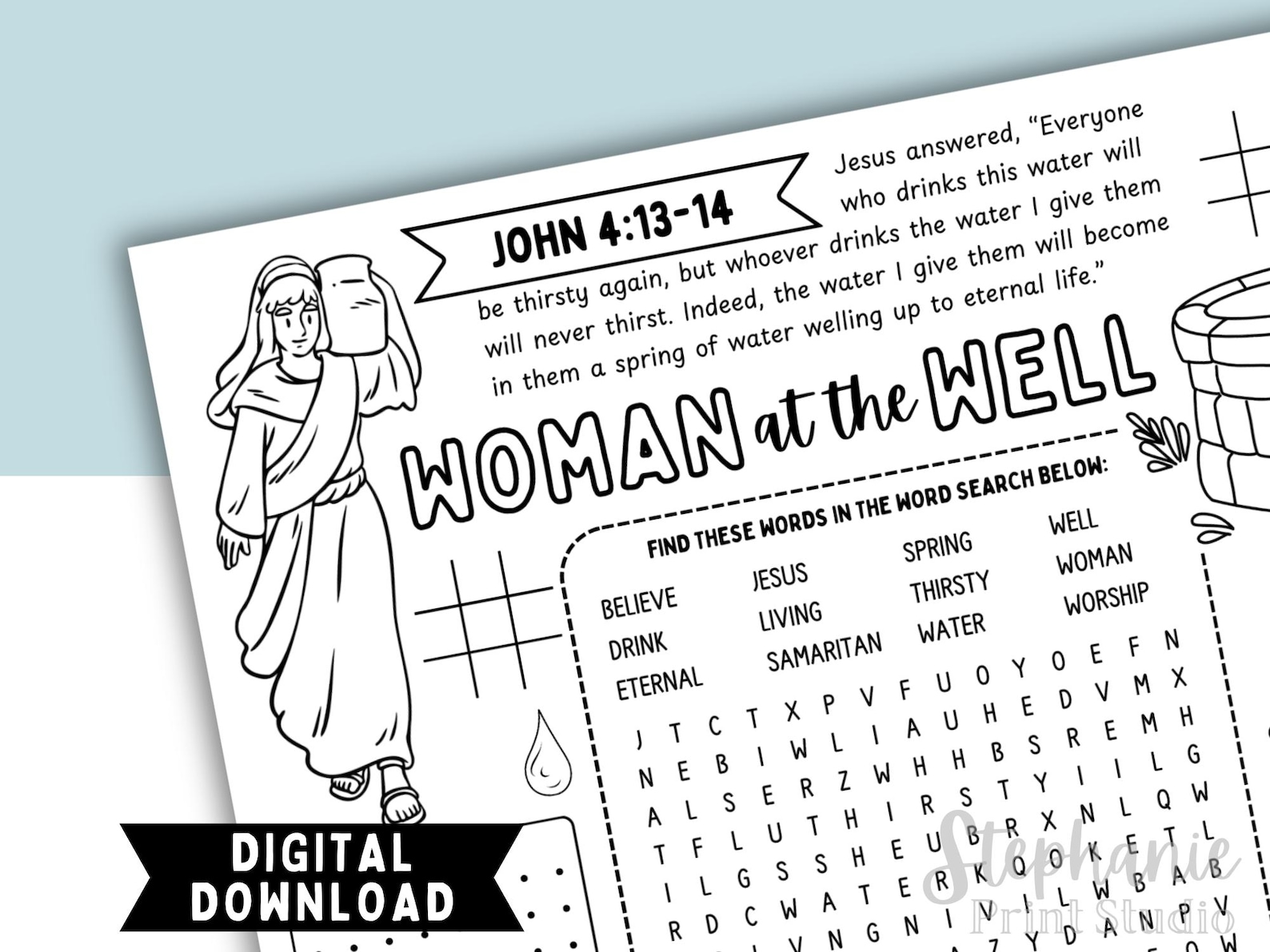 Jesus Talks With Samaritan Woman at the Well Activity Page | John 4 ...