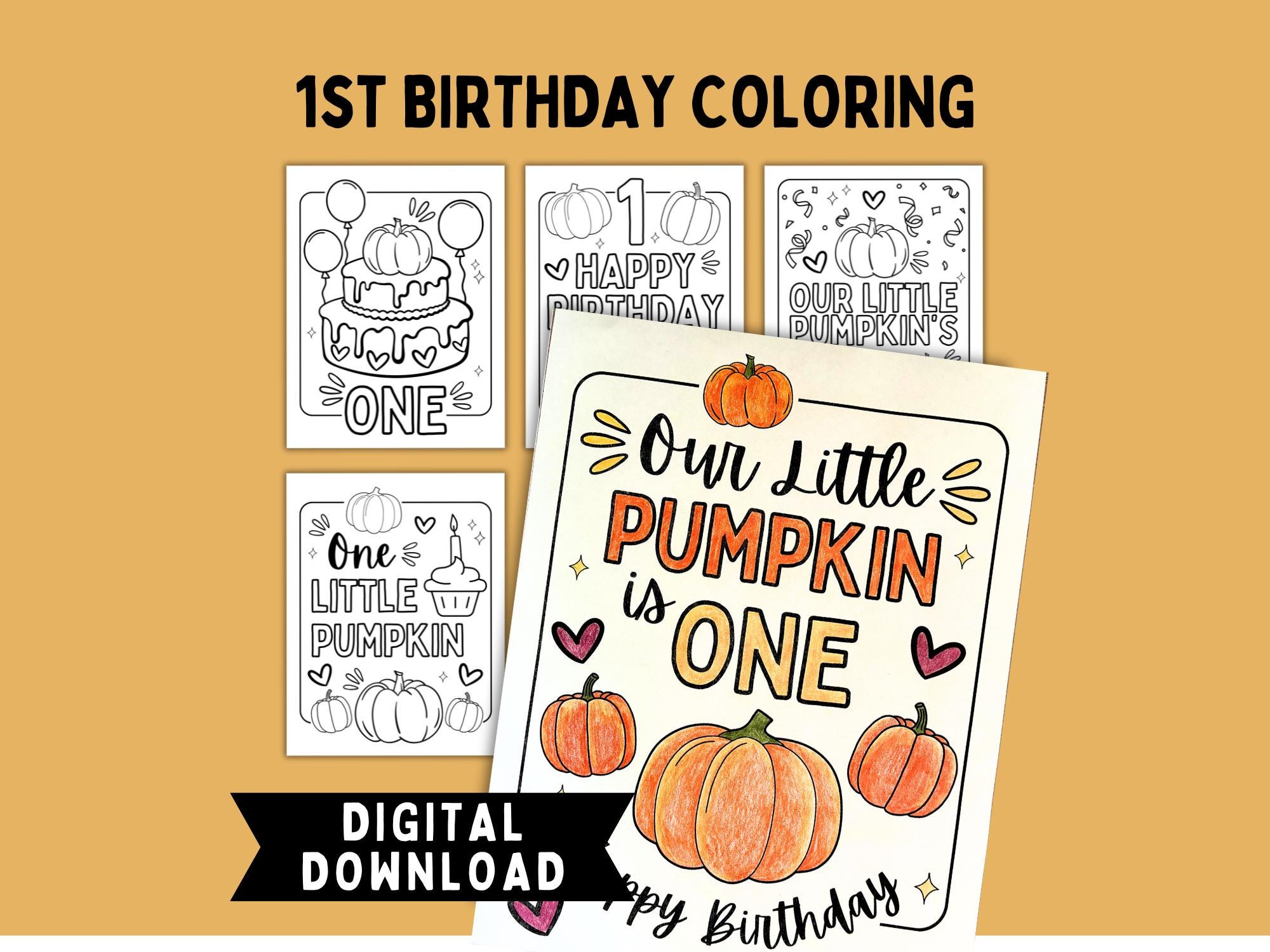 Pumpkin Theme First Birthday Coloring Pages Printable One Little…
