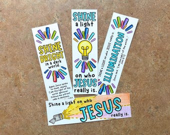 Illumination VBS Theme Bookmarks | Shine A Light On Who Jesus Really Is Craft Printable