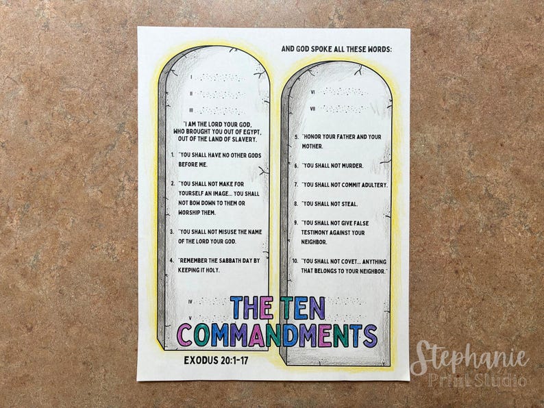 Ten Commandments Folding Surprise Printable, Exodus 20:1-17 Coloring ...