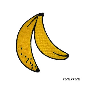 Två bananer stryk-/sy-på-lappar broderade applikationer för kläder