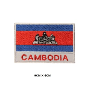 Cambodia Flag Iron/Sew On Patch Badge Embroidered Applique For Clothes