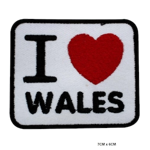 I Love WALES  Logo Patch Badge Embroidered Applique For Clothes