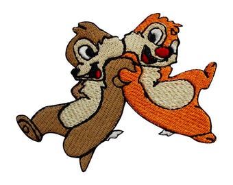 Chip and Dale Embroidered Iron-On Patch: Cartoon Squirrel Applique