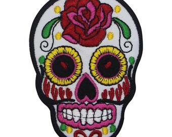 Mexican Skull Face Logo Embroidery On Patch Badge Embroidered Applique For Clothes