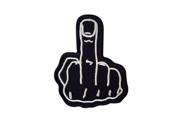 Middle Finger Biker Logo Embroidery On Patch Badge Embroidered Applique For Clothes