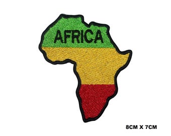 Parche con el logotipo del mapa de África bordado en la insignia, aplique bordado para ropa