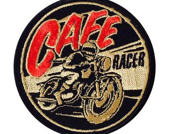 Cafe Racer Biker Logo Embroidery On Patch Badge Embroidered Applique For Clothes