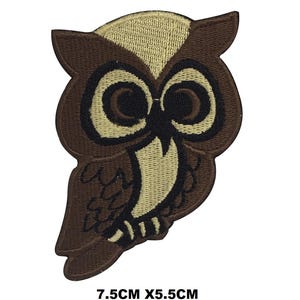 May include: Brown and beige embroidered owl patch, 7.5 inches by 5.5 inches.