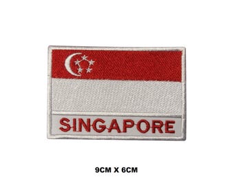 Singapore Flag Iron/Sew On Patch Badge Embroidered Applique For Clothes