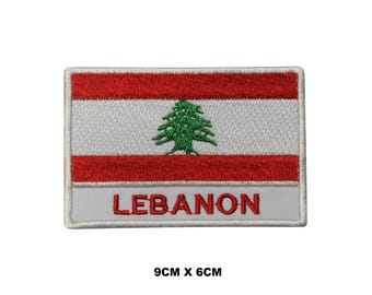Lebanon Flag Iron/Sew On Patch Badge Embroidered Applique For Clothes