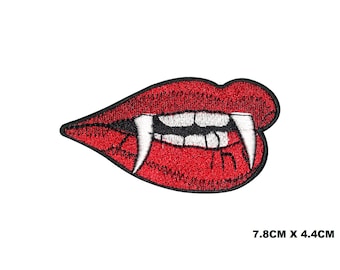 Parche bordado con el logotipo de Halloween de Devil Lips, insignia bordada, aplique para ropa