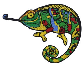 Chameleon Animal Logo Embroidery On Patch Badge Embroidered Applique For Clothes