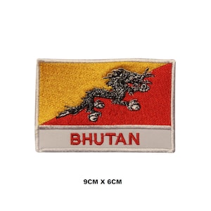 Bhutan Flag Iron/Sew On Patch Badge Embroidered Applique For Clothes