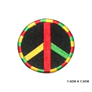 Rasta Peace Logo Embroidery On Patch Badge Embroidered Applique For Clothes