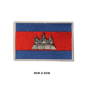 Cambodia Flag Iron/Sew On Patch Badge Embroidered Applique For Clothes
