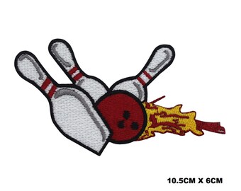 Bowling Pin Logo Embroidery On Patch Badge Embroidered Applique For Clothes