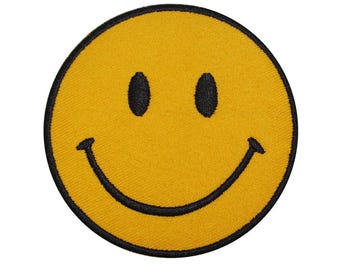Parche para planchar o coser con cara feliz, aplique bordado para ropa