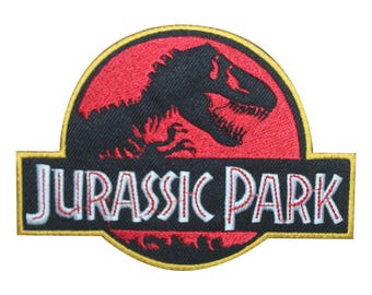 Bordado de la película Jurassic Park en parche, insignia, aplique bordado para ropa