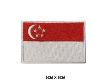 Singapore Flag Iron/Sew On Patch Badge Embroidered Applique For Clothes